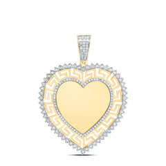 10K Yellow Gold 1/2 CTW-Natural Diamond Memory Heart Men'S Charm 7.11 Gram