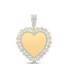 10K Yellow Gold 1 1/3 CTW-Natural Diamond Memory Heart Men'S Charm 4.73 Gram