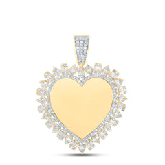 10K Yellow Gold 1 1/3 CTW-Natural Diamond Memory Heart Men'S Charm 4.99 Gram