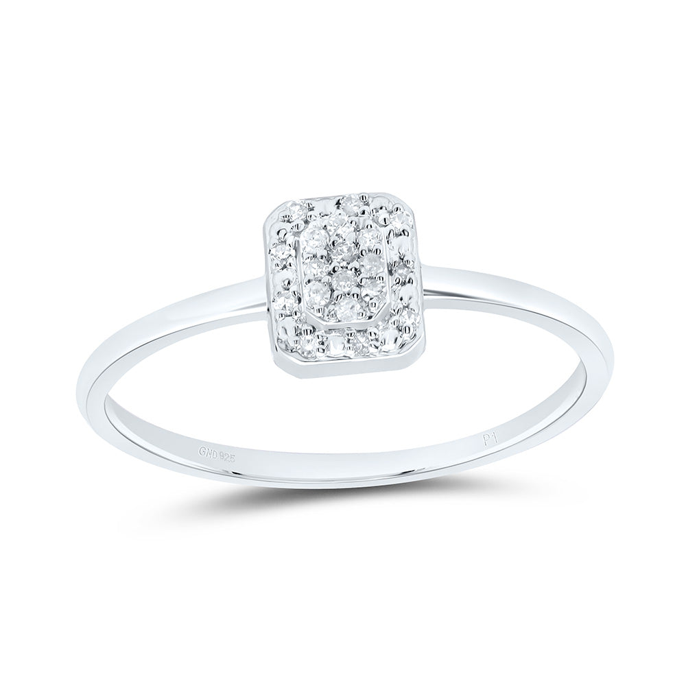 Sterling Silver 1/12 CTW-Natural Diamond Gift Emerald Ring 0.95 Gram