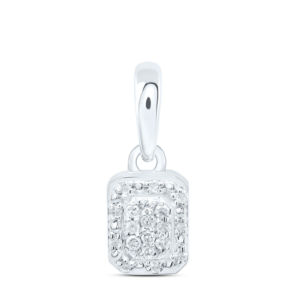 Sterling Silver 1/12 CTW-Natural Diamond Gift Emerald Pendant 0.46 Gram