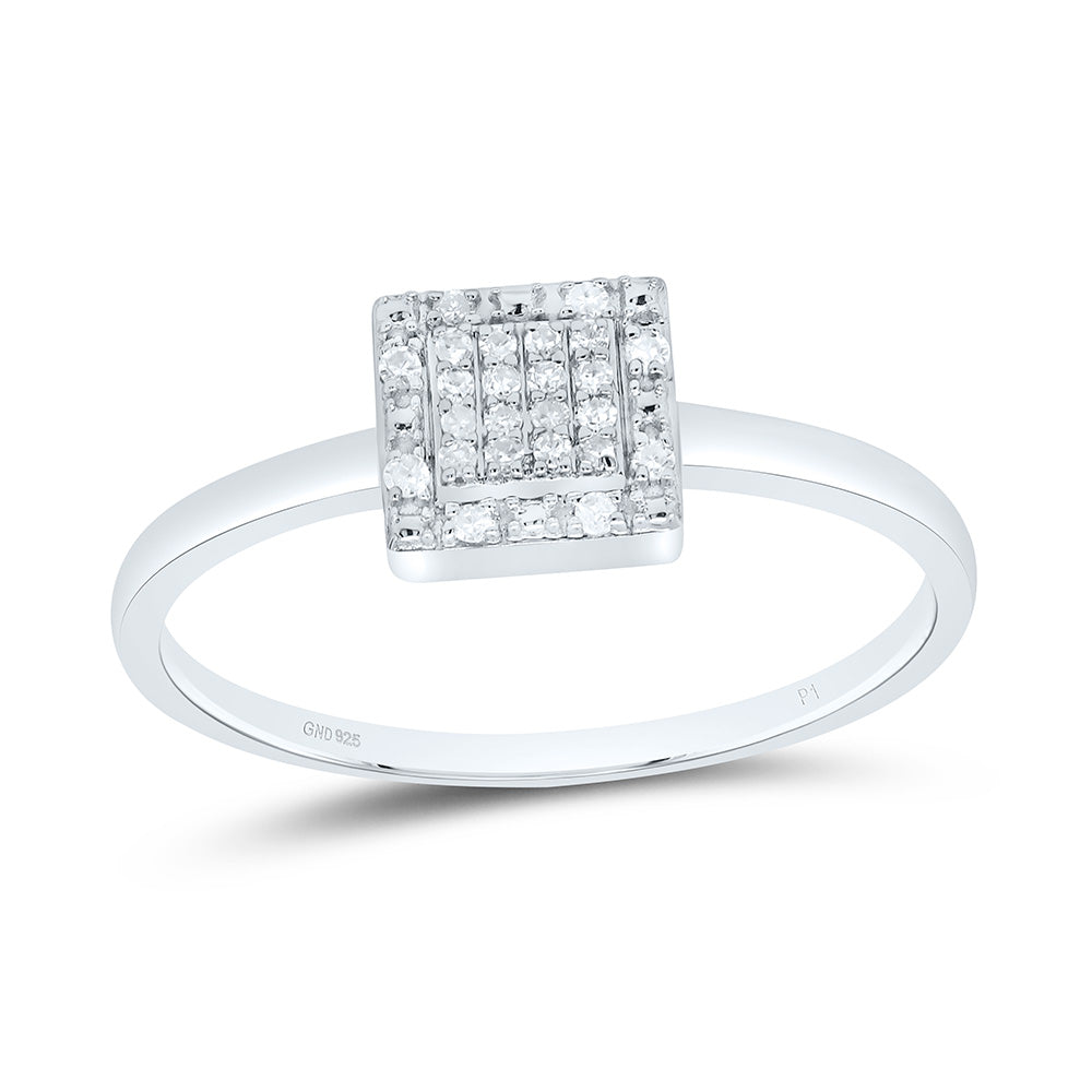 Sterling Silver 1/12 CTW-Natural Diamond Gift Square Ring 1.31 Gram