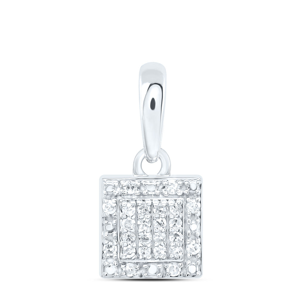 Sterling Silver 1/12 CTW-Natural Diamond Gift Square Pendant 0.59 Gram