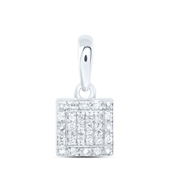 Sterling Silver 1/12 CTW-Natural Diamond Gift Square Pendant 0.59 Gram