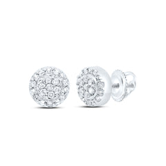 Sterling Silver 1/10 CTW-Natural Diamond Gift Round Stud Earring 0.85 Gram