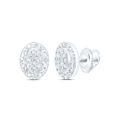 Sterling Silver 1/8 CTW-Natural Diamond Gift Oval Stud Earring 0.88 Gram