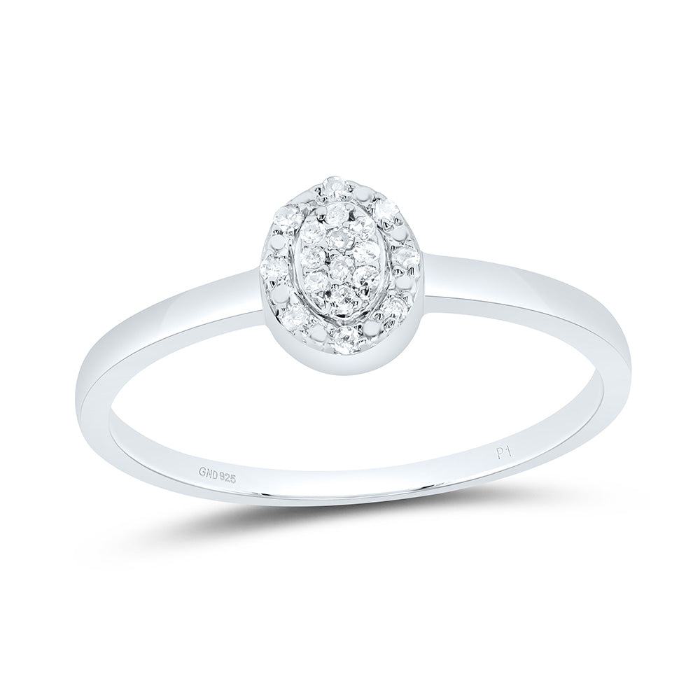 Sterling Silver 1/20 CTW-Natural Diamond Gift Oval Ring 1.17 Gram
