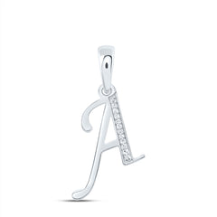 10K White Gold 1/20 CTW-Natural Diamond Gift Initial "A" Pendant 1.24 Gram
