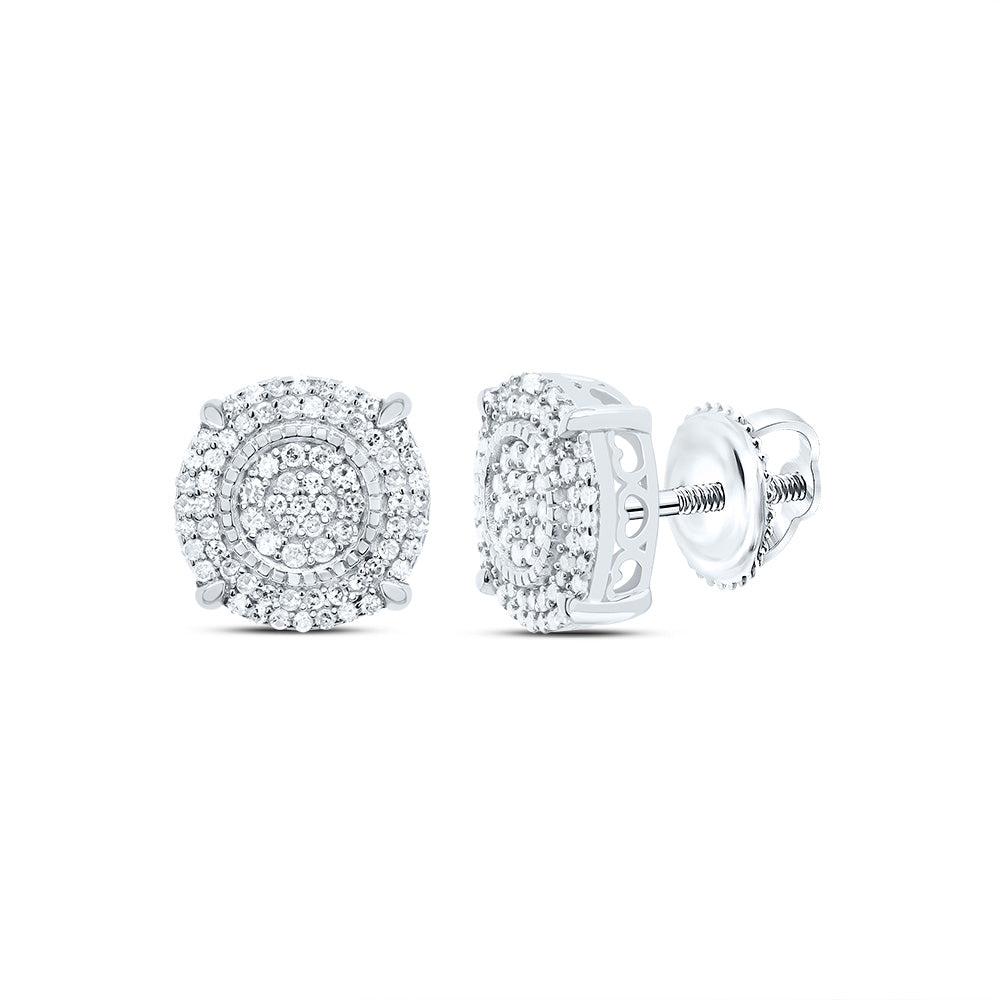 Sterling Silver 1/3 CTW-Natural Diamond Gift Round Stud Earring 2.35 Gram