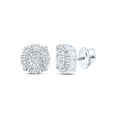 Sterling Silver 1/3 CTW-Natural Diamond Gift Round Stud Earring 2.35 Gram