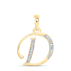 10K Yellow Gold 1/12 CTW-Natural Diamond Gift Initial "D" Pendant 1.17 Gram