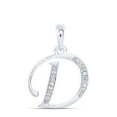 10K White Gold 1/12 CTW-Natural Diamond Gift Initial "D" Pendant 1.20 Gram