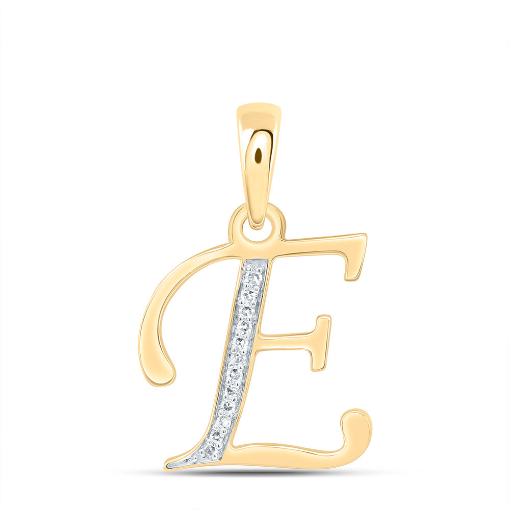 10K Yellow Gold 1/20 CTW-Natural Diamond Gift Initial "E" Pendant 1.11 Gram
