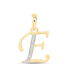 10K Yellow Gold 1/20 CTW-Natural Diamond Gift Initial "E" Pendant 1.11 Gram