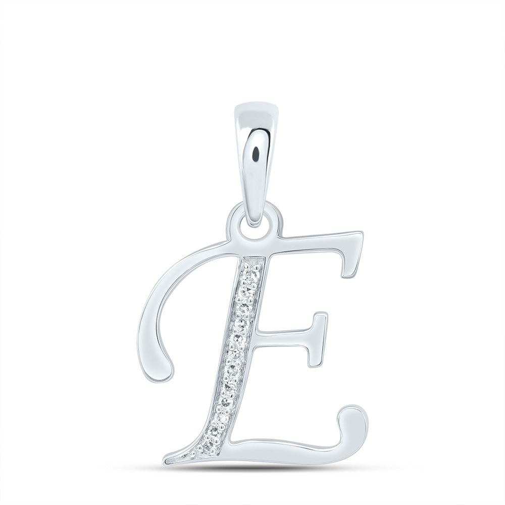 10K White Gold 1/20 CTW-Natural Diamond Gift Initial "E" Pendant 1.15 Gram