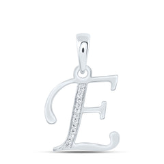 10K White Gold 1/20 CTW-Natural Diamond Gift Initial "E" Pendant 1.15 Gram