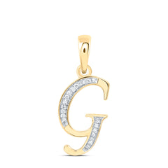10K Yellow Gold 1/12 CTW-Natural Diamond Gift Initial "G" Pendant 1.08 Gram