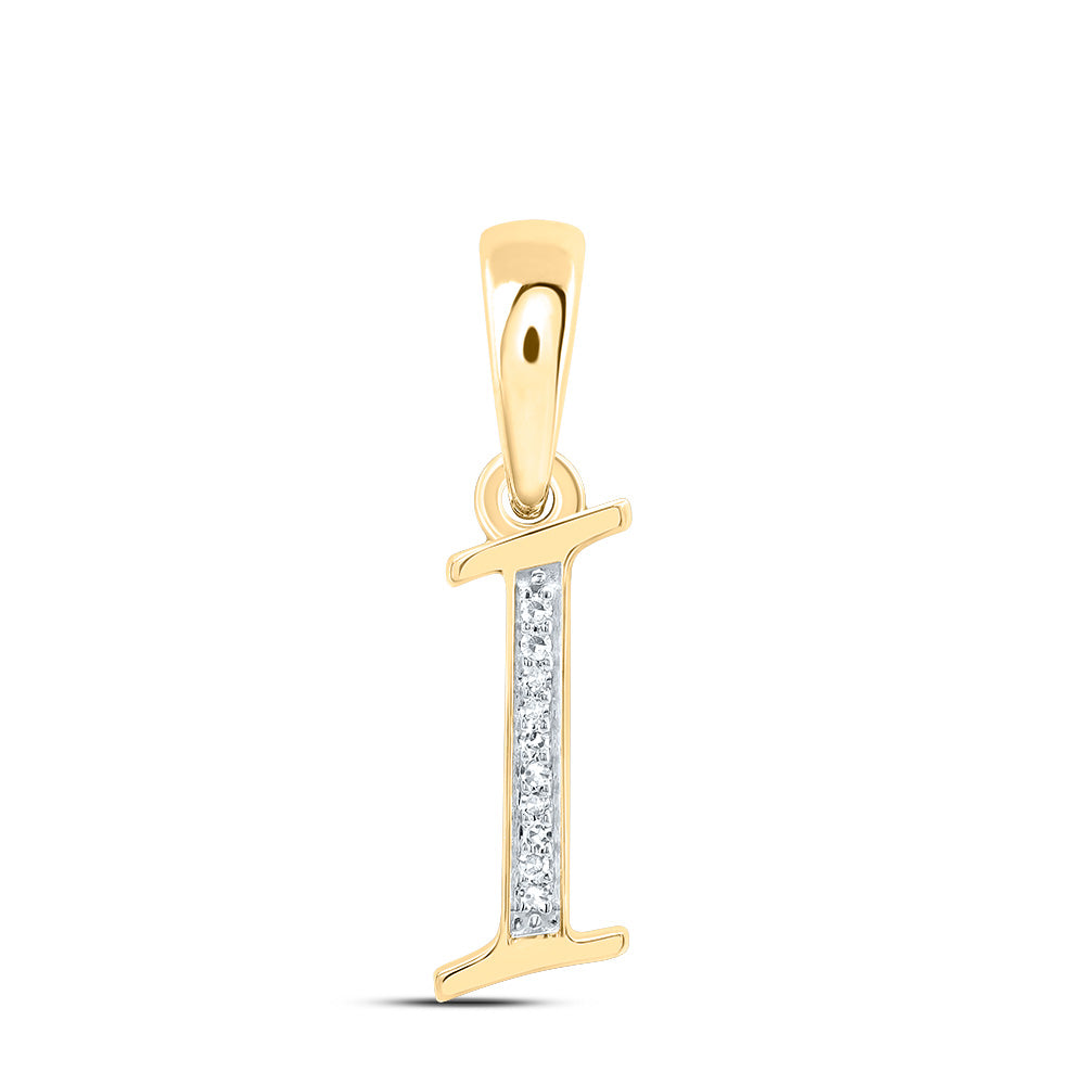 10K Yellow Gold 1/20 CTW-Natural Diamond Gift Initial "I" Pendant 0.75 Gram