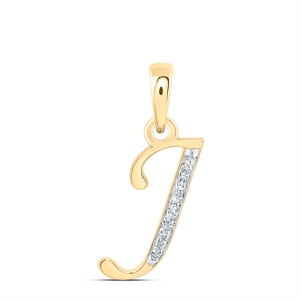 10K Yellow Gold 1/20 CTW-Natural Diamond Gift Initial "J" Pendant 0.77 Gram