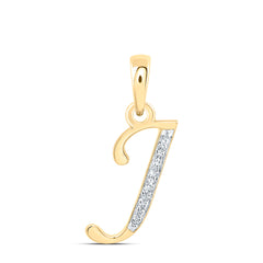 10K Yellow Gold 1/20 CTW-Natural Diamond Gift Initial "J" Pendant 0.77 Gram