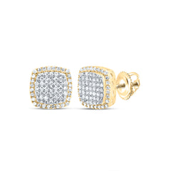 10K Yellow Gold 1/2 CTW-Natural Diamond Fashion Cushion Stud Earring 1.96 Gram