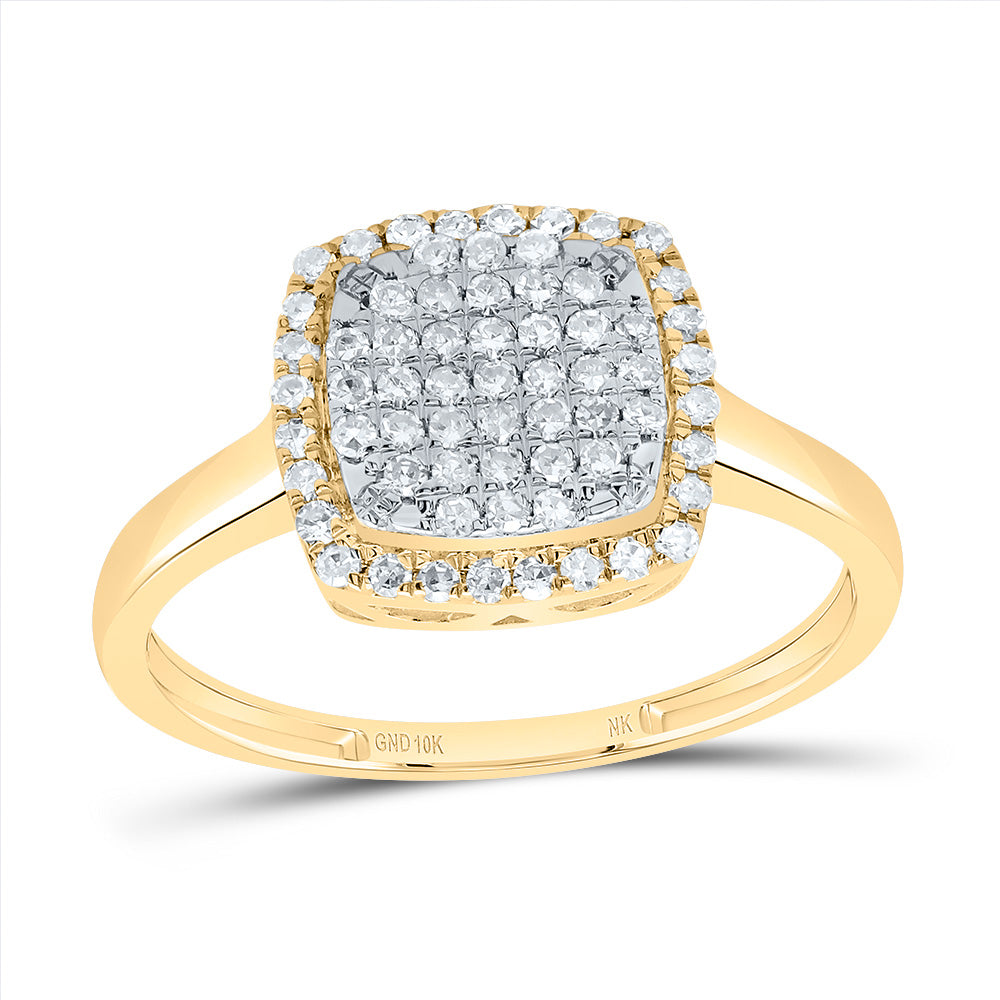 10K Yellow Gold 1/3 CTW-Natural Diamond Fashion Cushion Ring 1.74 Gram