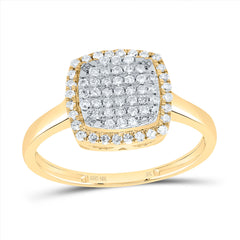 10K Yellow Gold 1/3 CTW-Natural Diamond Fashion Cushion Ring 1.74 Gram