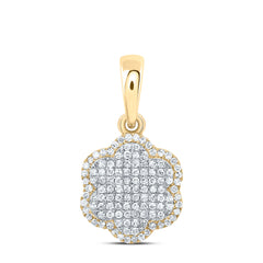 10K Yellow Gold 1/2 CTW-Natural Diamond Fashion Flower Pendant 1.76 Gram