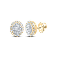10K Yellow Gold 1/3 CTW-Natural Diamond Fashion Oval Stud Earring 1.51 Gram
