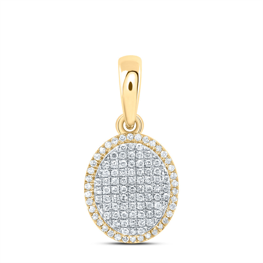 10K Yellow Gold 3/8 CTW-Natural Diamond Fashion Oval Pendant 1.70 Gram