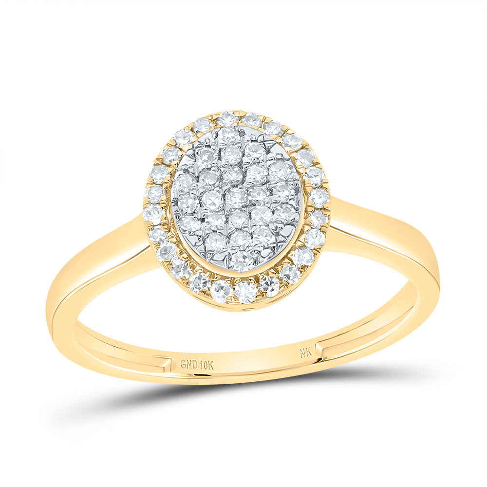 10K Yellow Gold 1/4 CTW-Natural Diamond Fashion Oval Ring 1.60 Gram