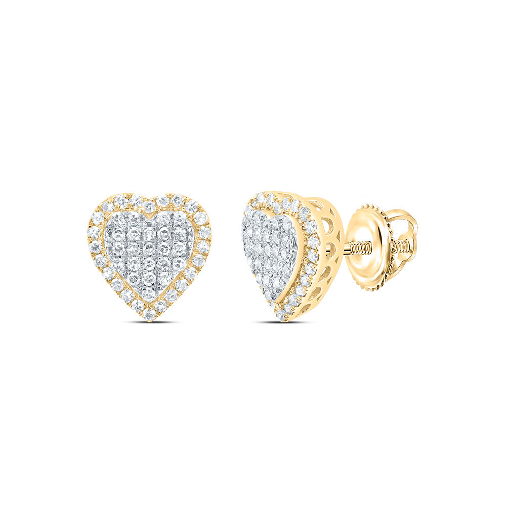 10K Yellow Gold 3/8 CTW-Natural Diamond Fashion Heart Earring 1.58 Gram
