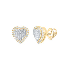 10K Yellow Gold 3/8 CTW-Natural Diamond Fashion Heart Earring 1.58 Gram