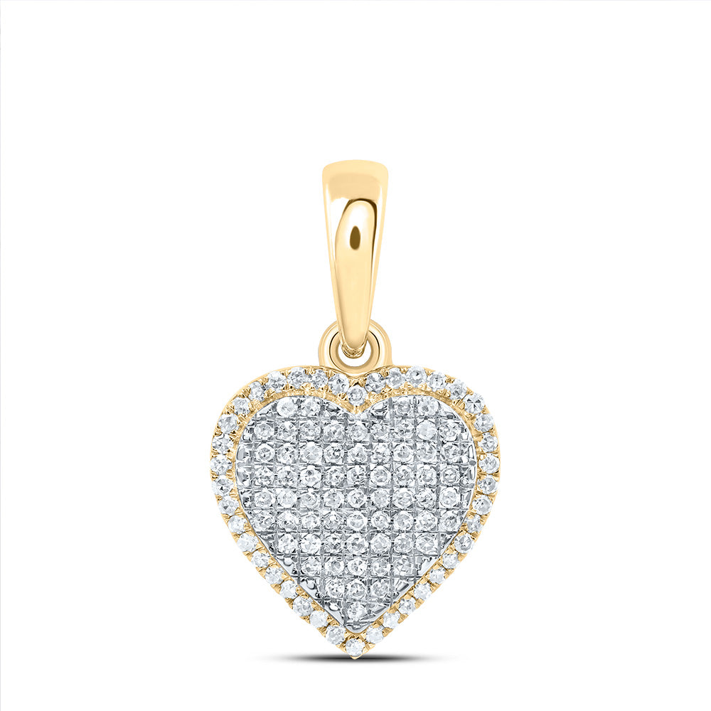 10K Yellow Gold 3/8 CTW-Natural Diamond Fashion Heart Pendant 1.75 Gram
