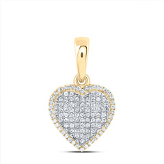 10K Yellow Gold 3/8 CTW-Natural Diamond Fashion Heart Pendant 1.75 Gram