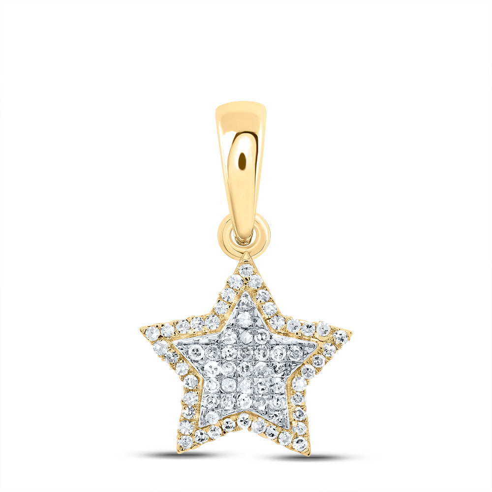 10K Yellow Gold 1/3 CTW-Natural Diamond Fashion Star Pendant 1.53 Gram