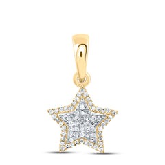 10K Yellow Gold 1/3 CTW-Natural Diamond Fashion Star Pendant 1.53 Gram