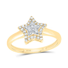 10K Yellow Gold 1/5 CTW-Natural Diamond Fashion Star Ring 1.70 Gram