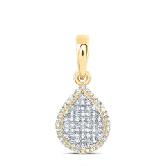 10K Yellow Gold 3/8 CTW-Natural Diamond Fashion Pear Pendant 1.53 Gram
