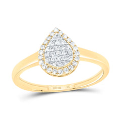 10K Yellow Gold 1/5 CTW-Natural Diamond Fashion Pear Ring 1.32 Gram