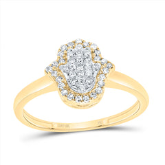 10K Yellow Gold 1/5 CTW-Natural Diamond Fashion Hamsa Ring 1.49 Gram