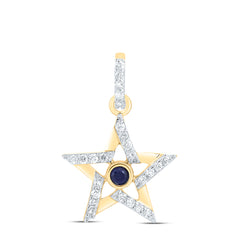 10K Yellow Gold 1/12 CTW-Natural Diamond 1.7MM Rd-Bs Nat-Gem Star Pendant 0.407333 Gram