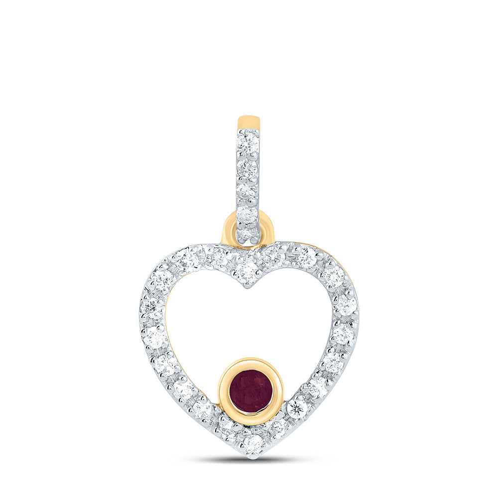 10k Gold 1/12 CTW-Natural Diamond 1.8MM Rd-Ru Nat-Gem Heart Pendant Gram