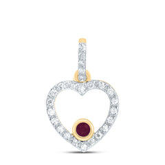 10k Gold 1/12 CTW-Natural Diamond 1.8MM Rd-Ru Nat-Gem Heart Pendant Gram