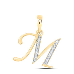 10K Yellow Gold 1/10 CTW-Natural Diamond Gift Initial "M" Pendant 1.33 Gram