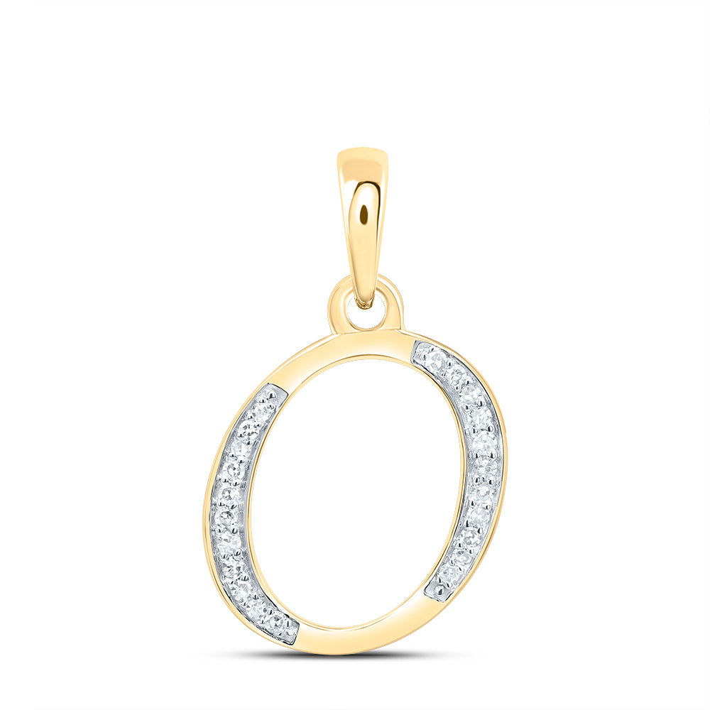 10K Yellow Gold 1/10 CTW-Natural Diamond Gift Initial "O" Pendant 0.87 Gram