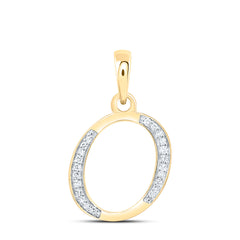 10K Yellow Gold 1/10 CTW-Natural Diamond Gift Initial "O" Pendant 0.87 Gram