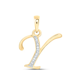 10K Yellow Gold 1/20 CTW-Natural Diamond Gift Initial "Y" Pendant 1.00 Gram
