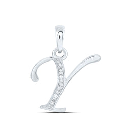 10K White Gold 1/20 CTW-Natural Diamond Gift Initial "Y" Pendant 1.01 Gram