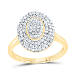 10K Yellow Gold 1/2 CTW-Natural Diamond Fashion Oval Ring 2.17 Gram